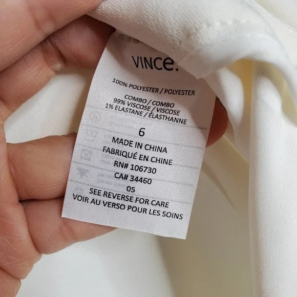 VINCE Satin Bound Easy White Skinny Leg Trouser Dress Pants Sz 6 - Picture 7 of 8